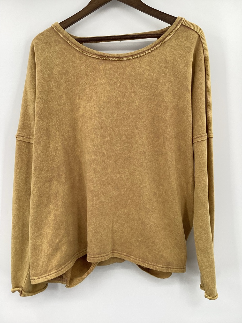 Relaxed Washed Tan Pullover Sweatshirt